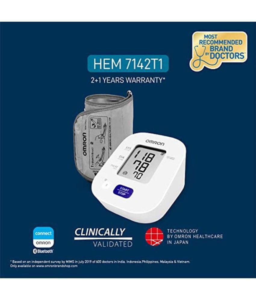 Omron HEM 7142T1 Digital Bluetooth Blood Pressure Monitor with Cuff Wrapping Guide & Intellisense Technology For Most Accurate Measurement