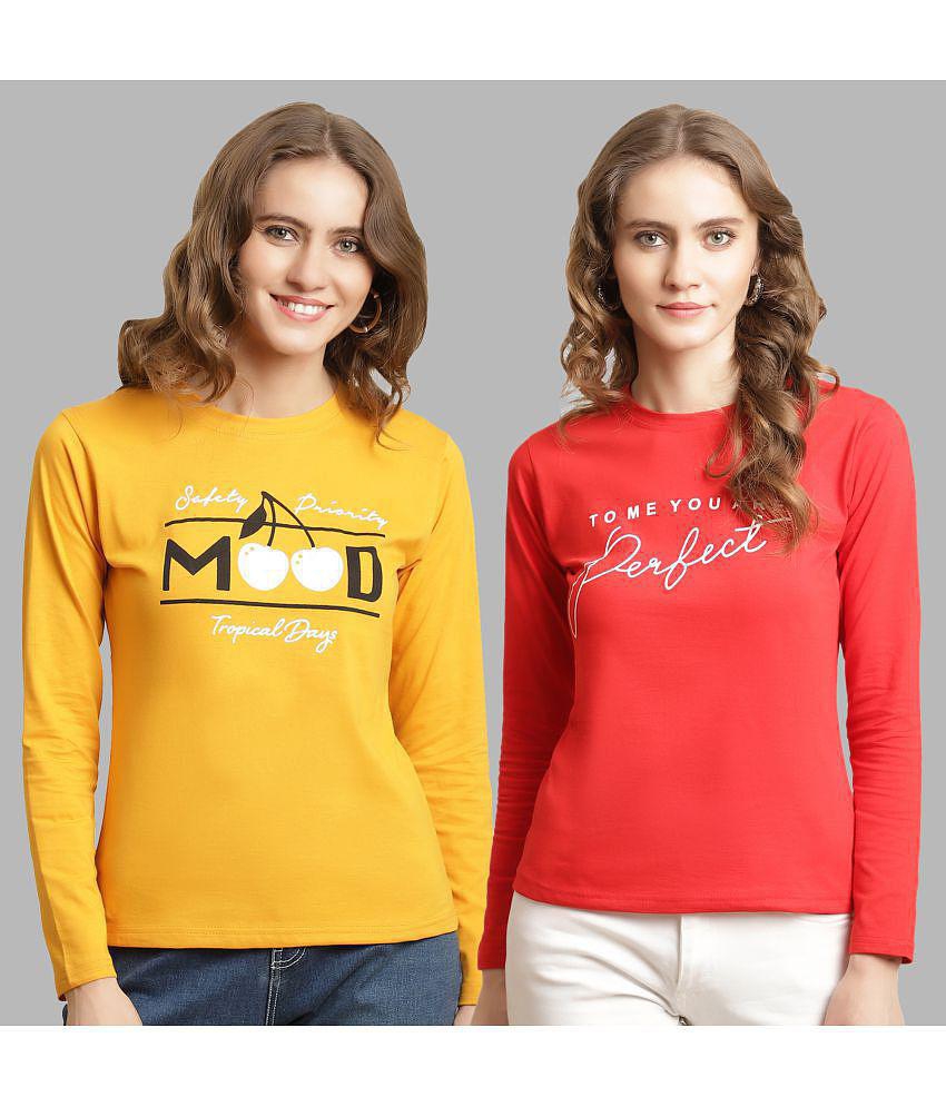 Latest Women Fabflee - Multicolor Cotton Regular Fit Womens T-Shirt ( Pack of 2 ) - None 2025 at