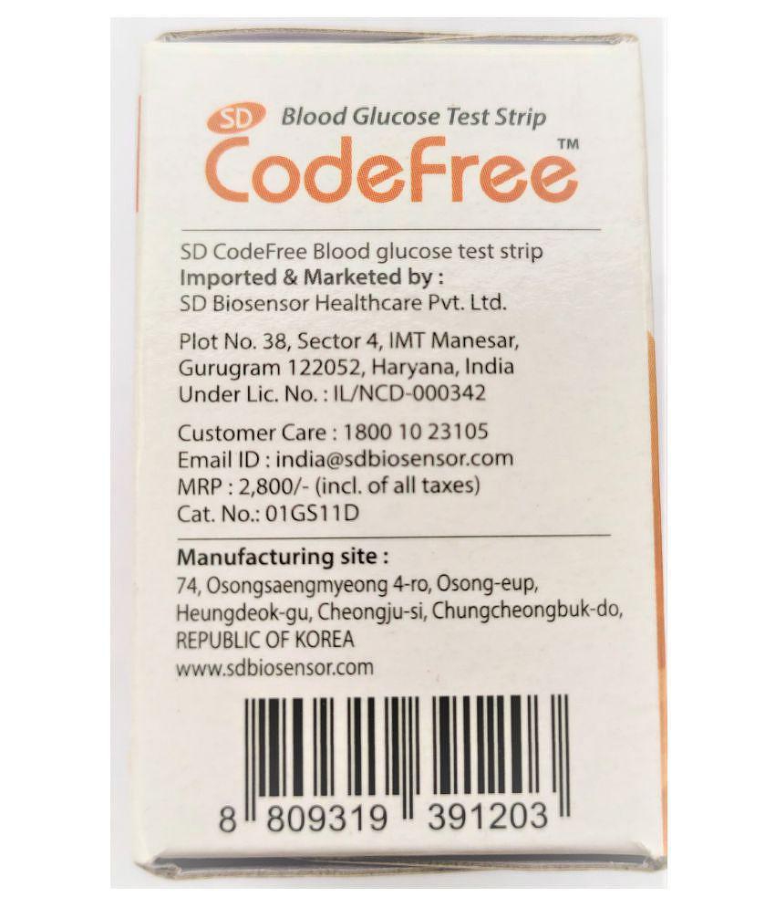 CodeFree SD Blood Glucose 100 Sugar Test Strip Expiry March 2024