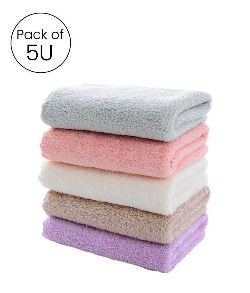 HOMETALES - Multicolor 280 GSM Drying Towel For Automobile ( Pack of 5 )