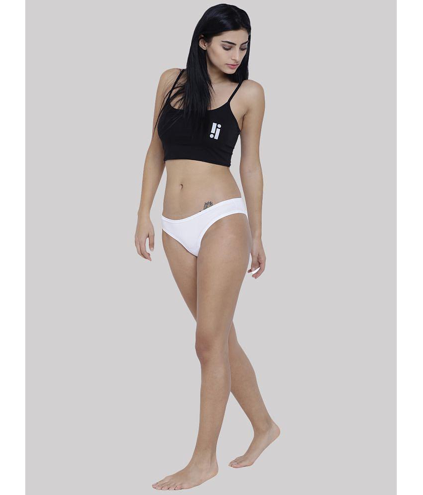 Elegant Men BASIICS By La Intimo - White BCPSS02 Polyester Solid Womens Bikini ( Pack of 1 ) - N