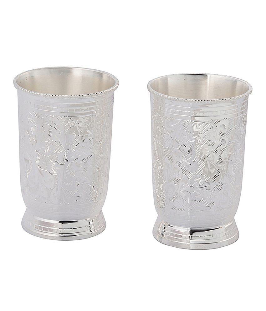 Rangsthali Fabulous Silver Plated Brass Glass Set (2 Pcs)