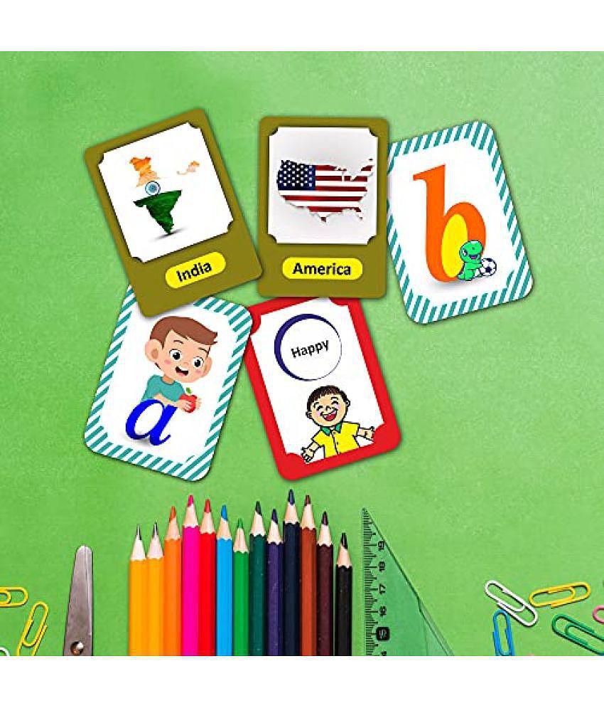 Photojaanic Flashcards for Kids 55 Cards Combo - Flags of The World, Emotion, Alphabets | 1 to 6 Year Kids