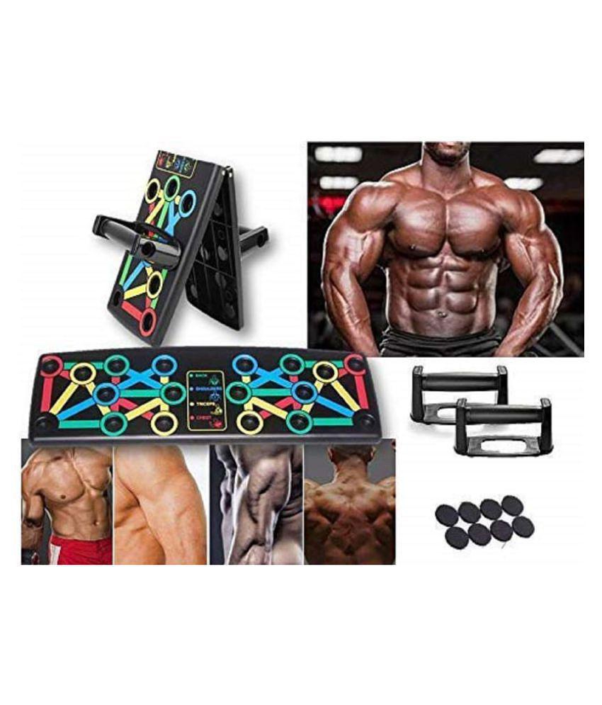 Push Up Board -with 14-in-one Muscle Toning System, Multifunctional Colour Coded Foldable Push up Board for Body - Black