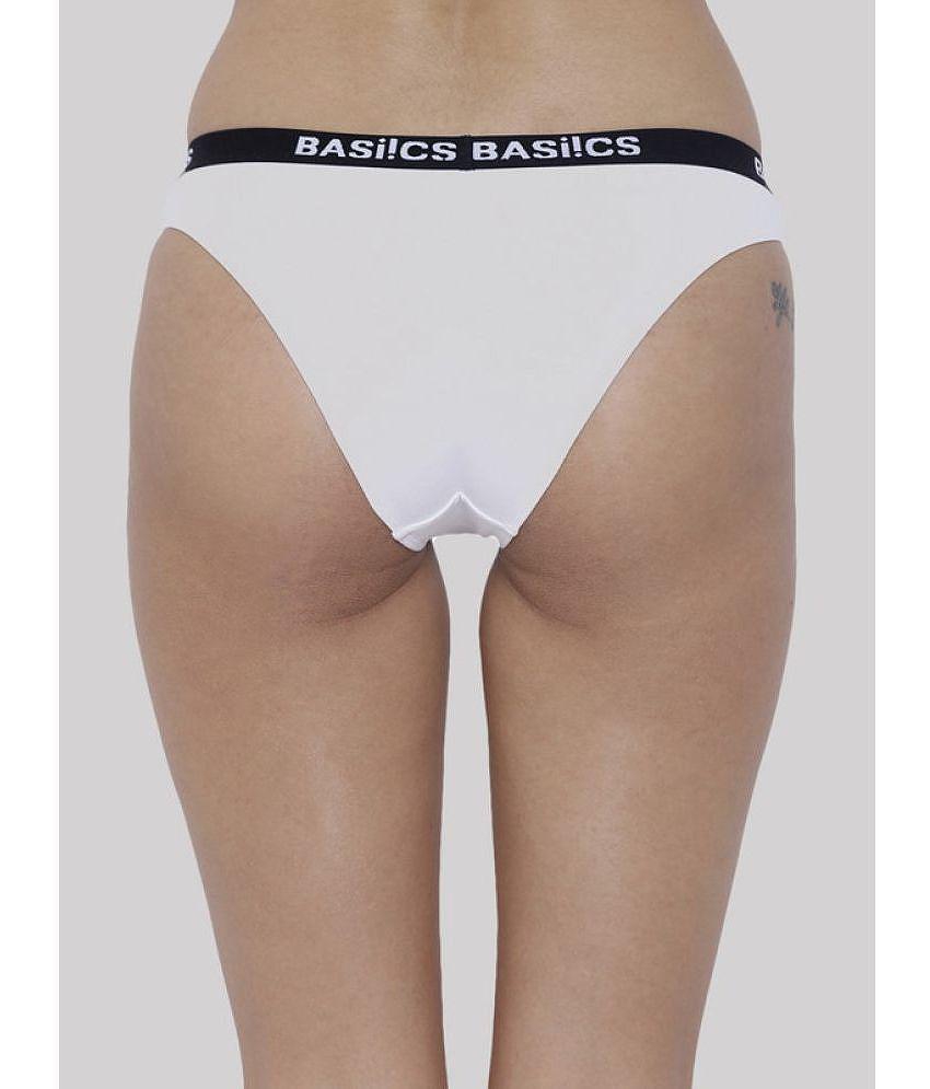New Men BASIICS By La Intimo Pack of 2 Cotton Lycra Solid Womens Bikini ( White ) BCPBR080B - No