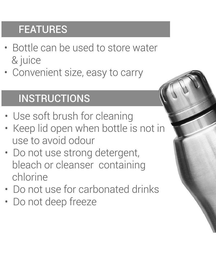 Milton Elate 1000 Stainless Steel Water Bottle, Set of 2, 880 ml Each, Silver - Silver