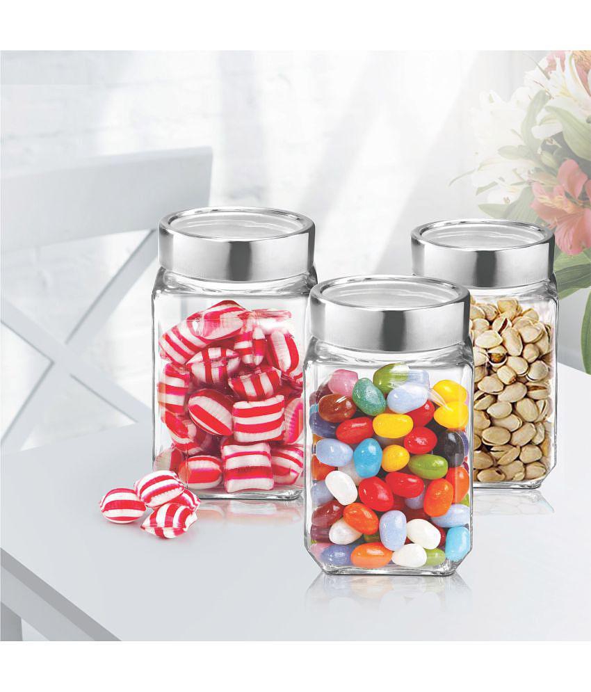 Treo By Milton Cube Storage Glass Jar, Set of 6, 310 ml Each, Transparent - Transparent