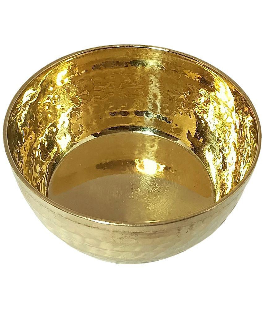 A & H ENTERPRISES - Hammered Katori /Sabzi Bowl Brass Cereal Bowl 200 mL ( Set of 1 ) - Brass