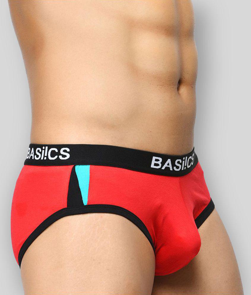 BASIICS By La Intimo - Multicolor Cotton Blend Men's Briefs ( Pack of 2 ) - M, Maroon