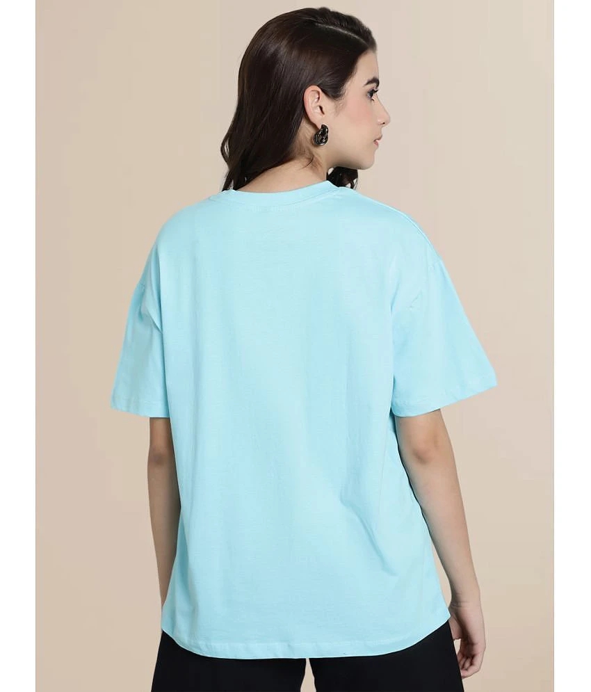 Stylish Women Fabflee Light Blue Cotton Loose Fit Womens T-Shirt ( Pack of 1 ) - None 2025 at Sh