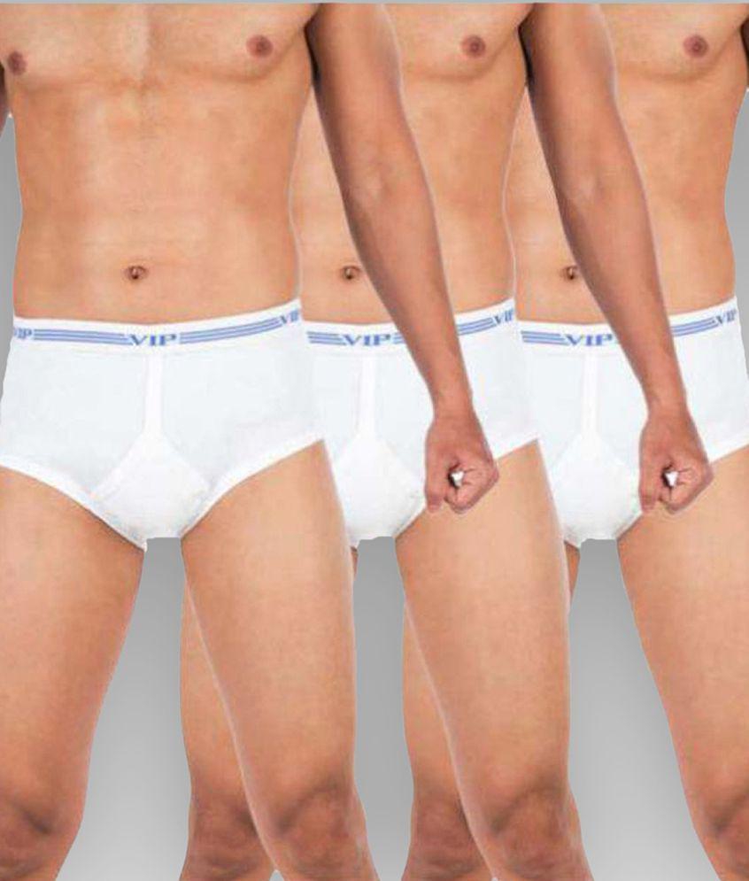 VIP. - White Cotton Blend Mens Trunks ( Pack of 3 ) - 80