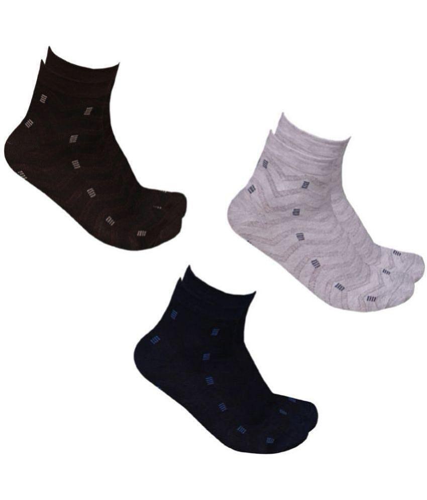 SUNTAP Cotton Mens Printed Multicolor Ankle Length Socks ( Pack of 3 ) - Multicolor