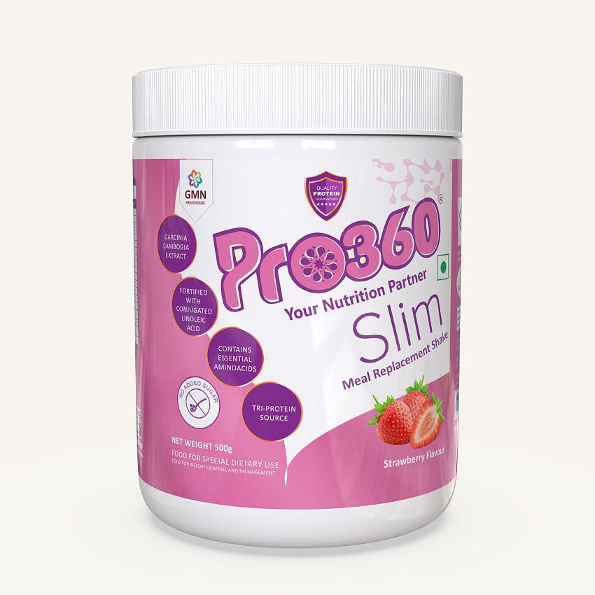 PRO360 Slim Weight Loss Protein Supplement Powder 500 gm Strawberry