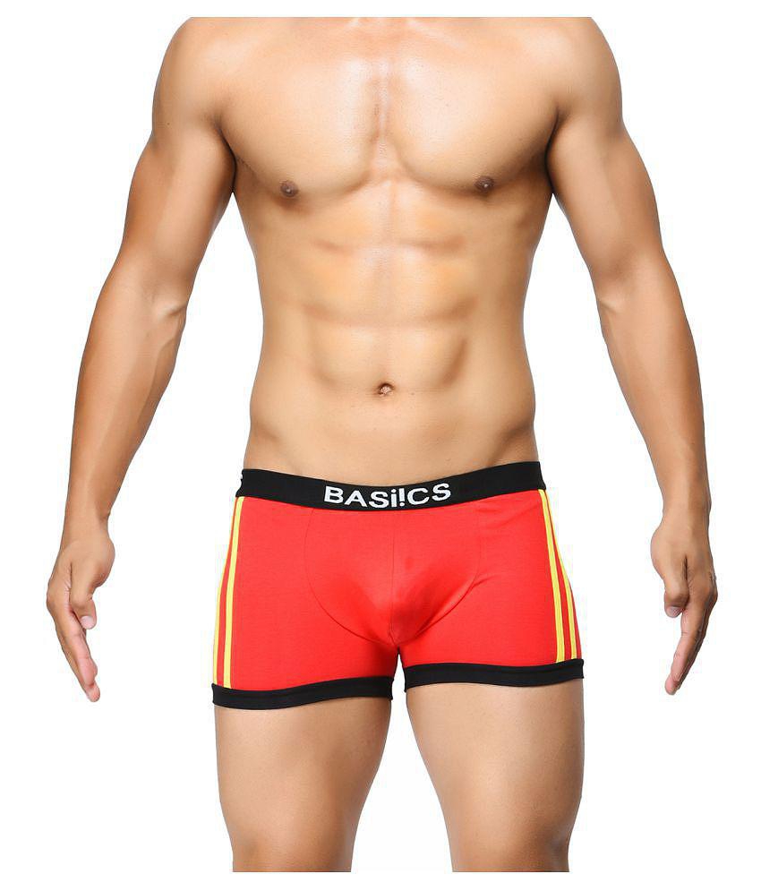 Premium Men BASIICS By La Intimo - Red Cotton Blend Mens Trunks ( Pack of 1 ) - L 2025 at ShopCi
