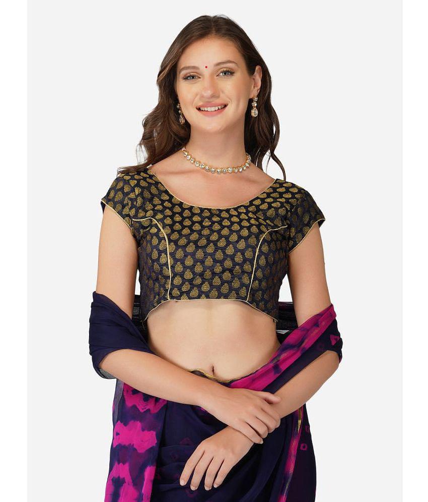 londan arc - Navy Blue Chiffon Saree With Blouse Piece ( Pack of 1 ) - Navy Blue