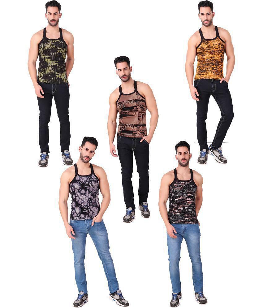 HAP - Multicolor Cotton Men's Vest  ( Pack of 5 ) - None