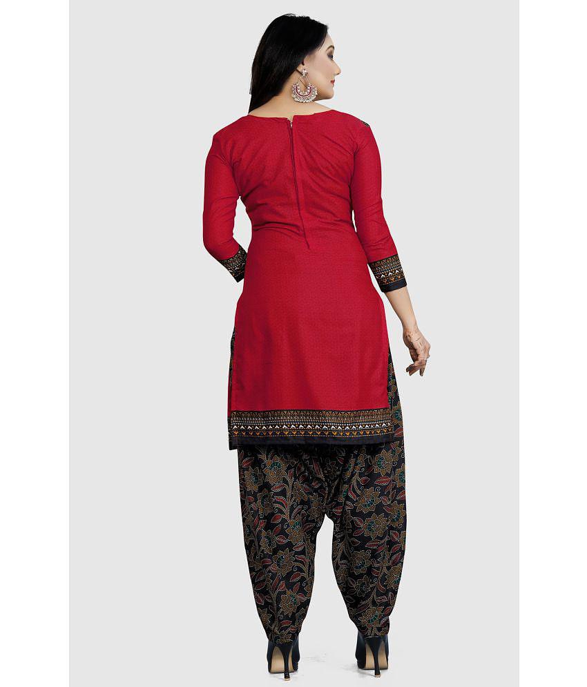 Rajnandini - Unstitched Red Cotton Blend Dress Material ( Pack of 1 ) - Red