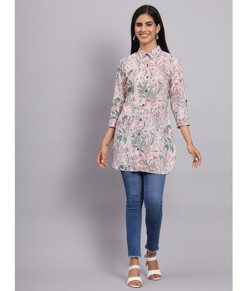 Buy Online Plo Tissu - Pink Rayon Women's Shirt Style Kurti ( Pack of 1 ) - None