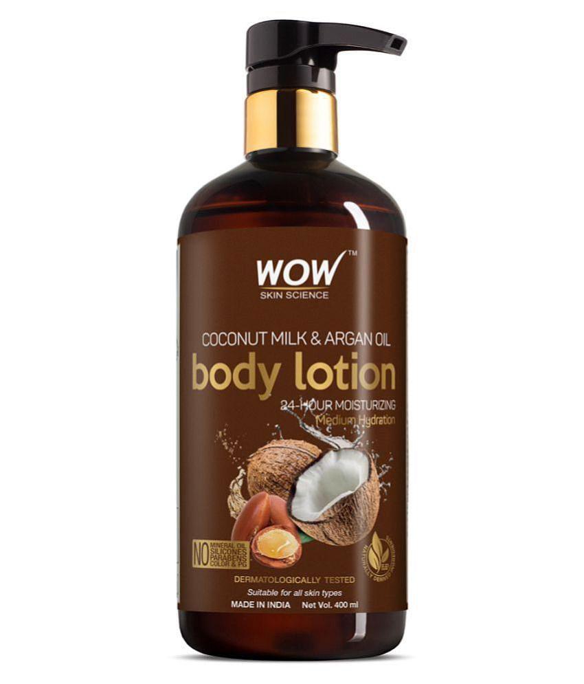 WOW Skin Science Coconut Milk & Argan Oil Body Lotion - Medium Hydration No Mineral Oil, Silicones, 400 ml