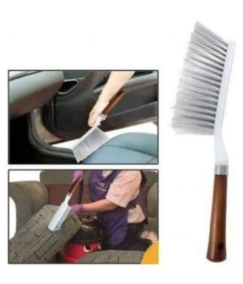 INGENS Combo of Car and Carpet Cleaning Brush and Microfiber Cleaning Cloths,40x40cms 400GSM Highly Absorbent, Lint and Streak Free,Wash Cloth for Car, Window(Pack of 1 Cloth and 1 Brush)