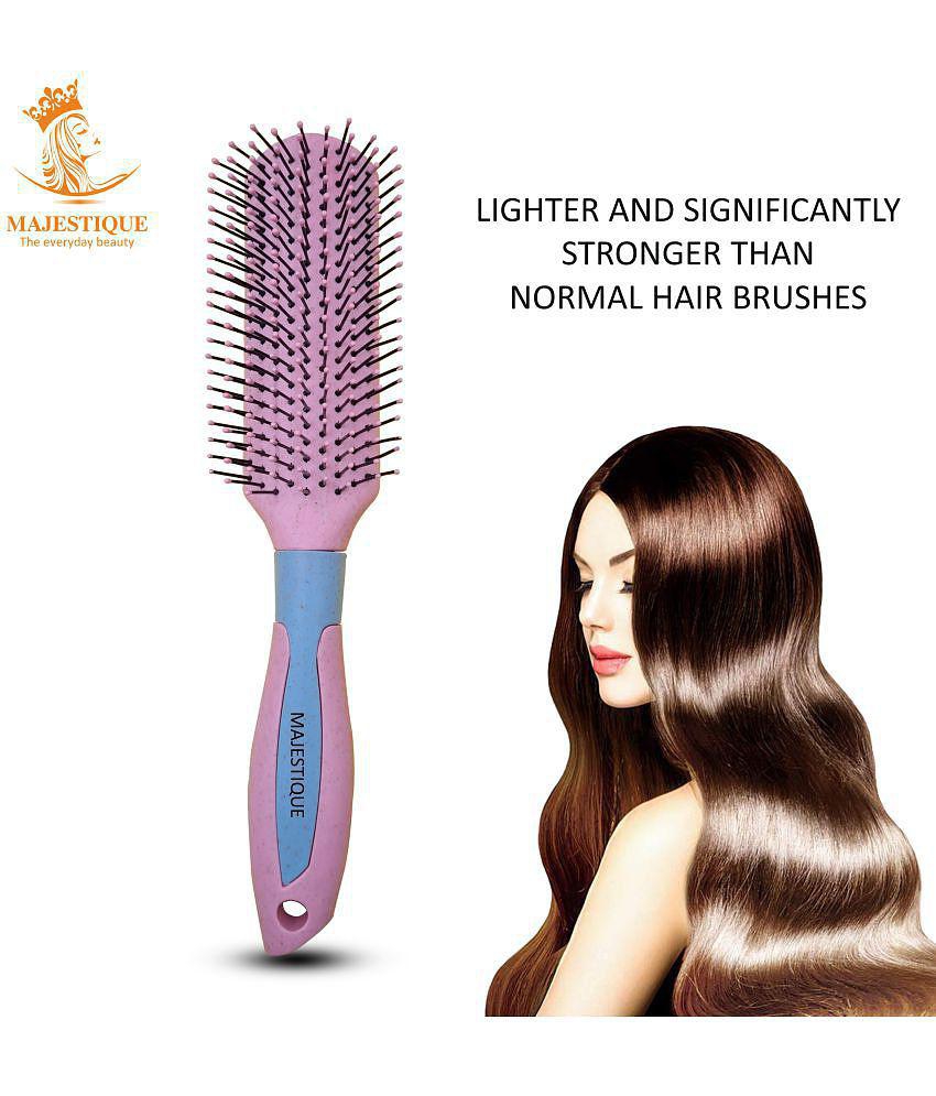 Majestique Flat Hair Brush Allpurpose Brush For Short Thick Tangles Hair Color May Vary