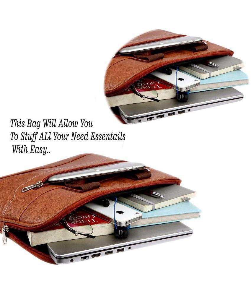 New Men Apnav - Tan P.U 15.6 Inch Expandable Laptop Sleeve Messenger Office Bag - Tan 2025 at Sh