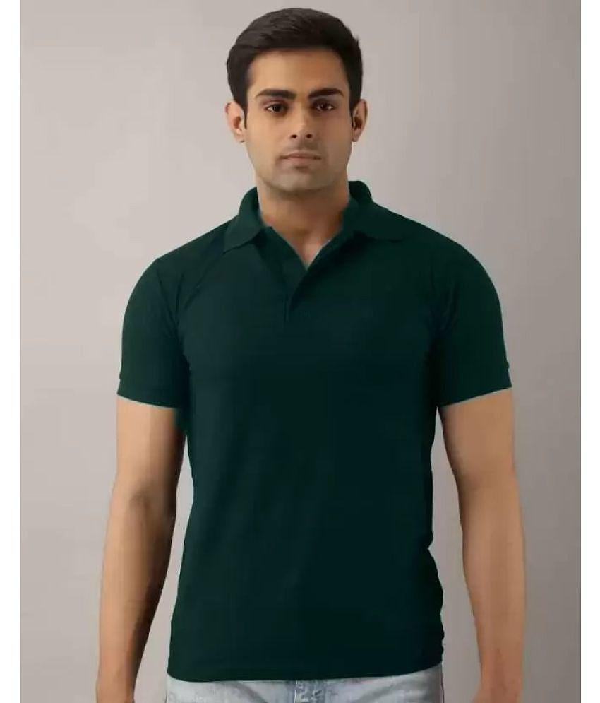 Exclusive Men SKYRISE - Dark Green Cotton Blend Slim Fit Men's Polo T Shirt ( Pack of 1 ) - None