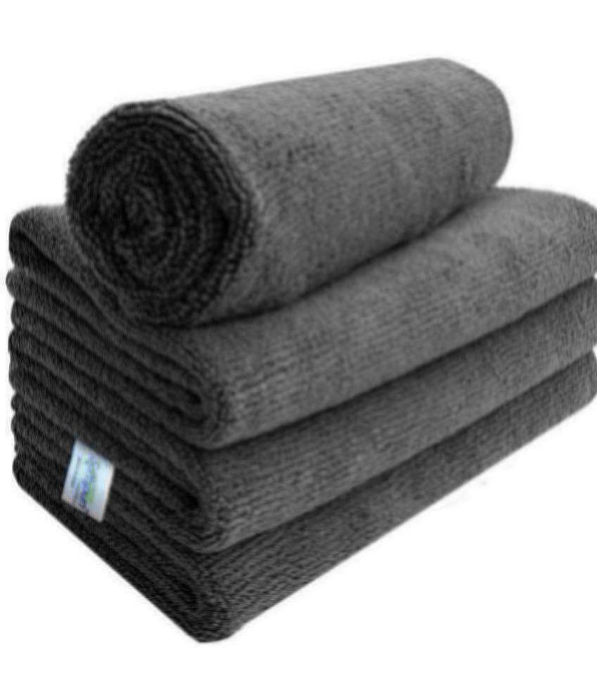 Exclusive Men SOFTSPUN - Microfibre Hand Towel ( 50x70 ) cm 301-350 -GSM ( Pack of 4 ) Gray - Gr