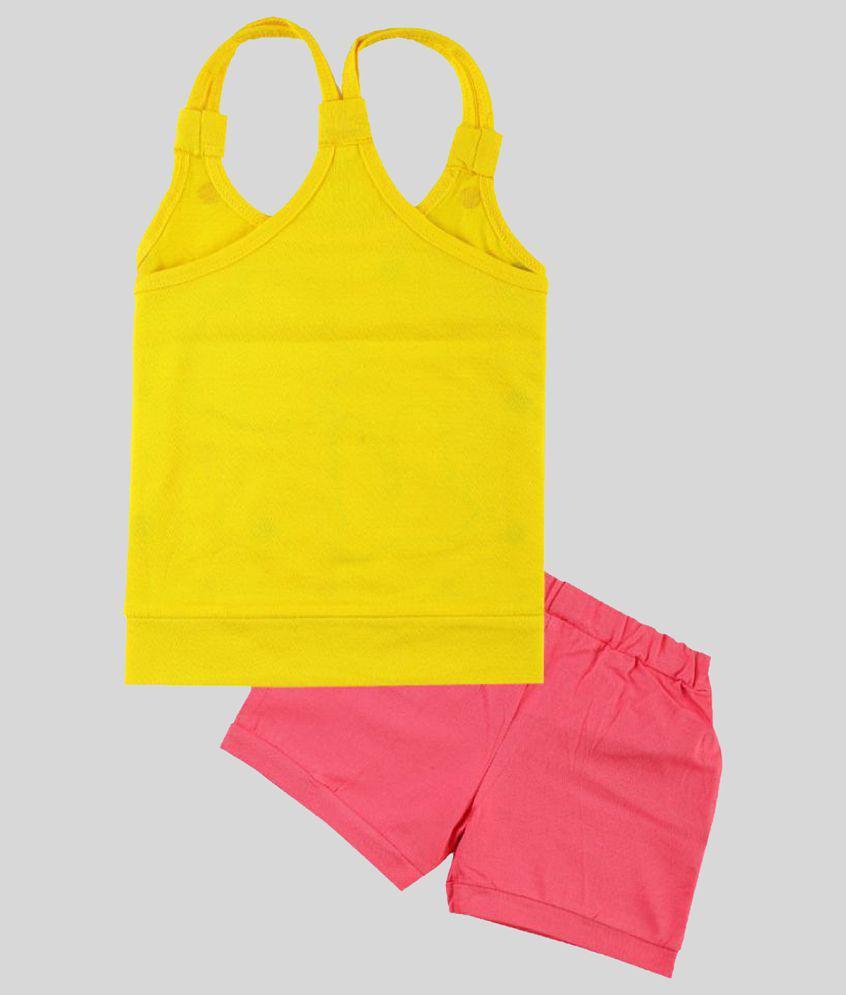 Sophisticated Men CATCUB - Yellow Cotton Girls Top With Shorts ( Pack of 1 ) - None 2025 at Shop