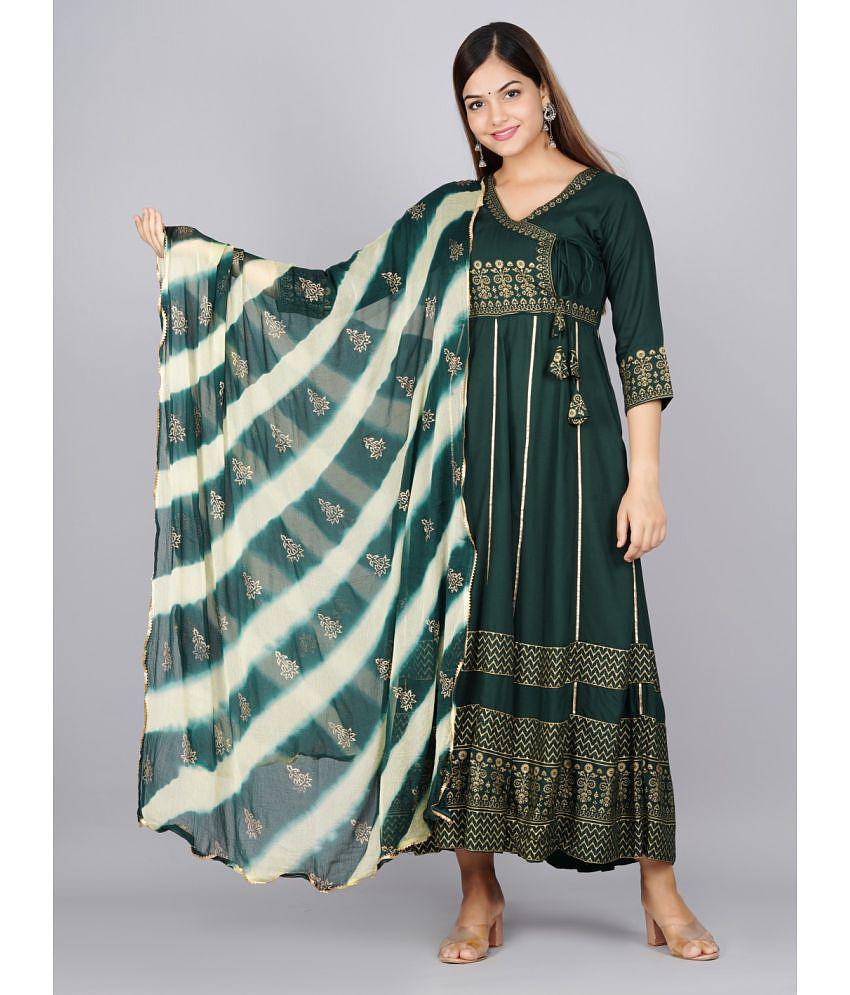 Glorious - Green Rayon Women's Anarkali Kurti ( Pack of 1 ) - None