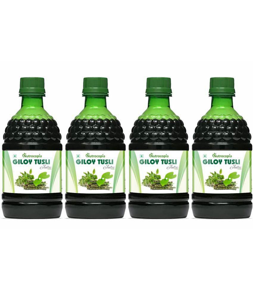 NUTROCOPIA Giloy Tulsi Juice | Fresh Tulsi and Giloy to Support Immune Health Pack of 4 of 400ML