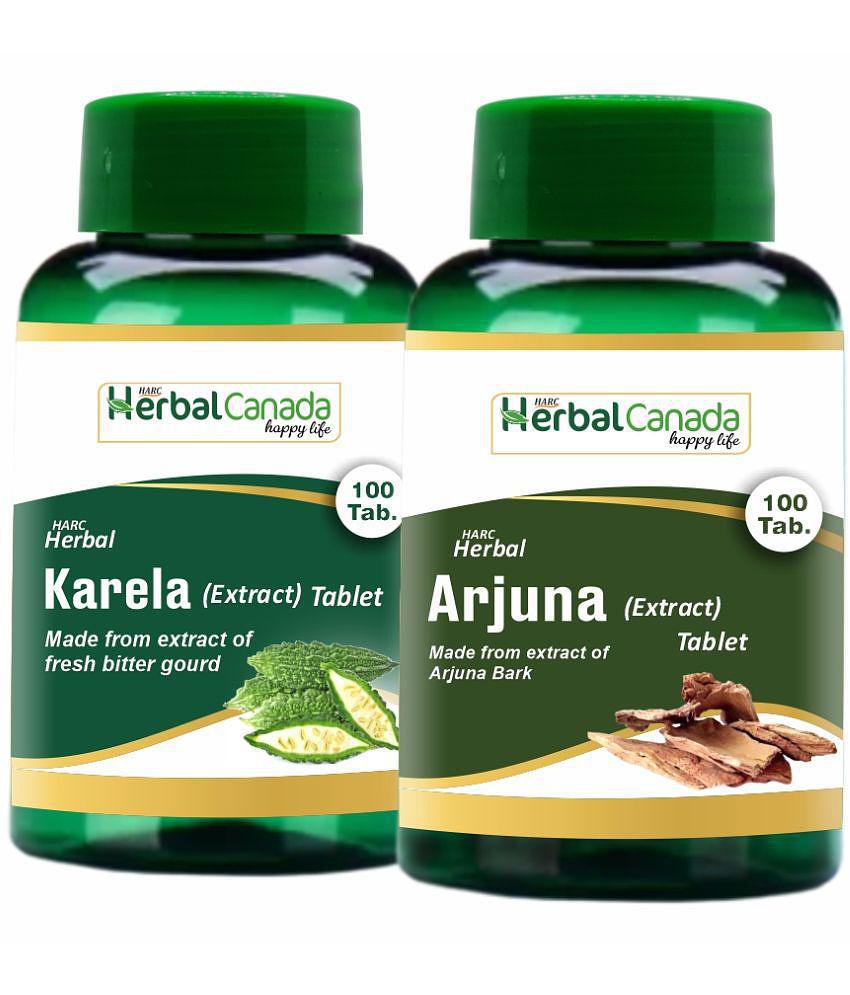 Herbal Canada Karela (100 Tablets) + Arjuna (100 Tablets), Healthy Combo Pack