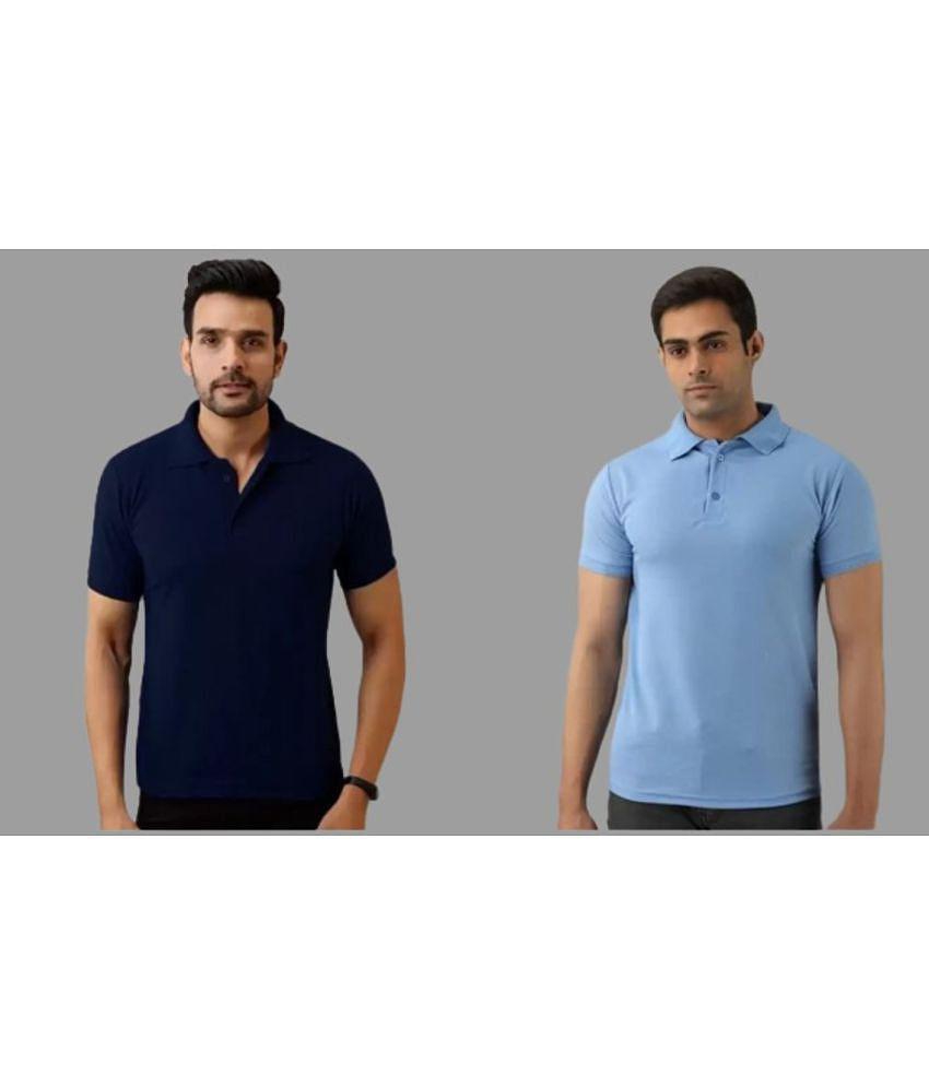 SKYRISE - Multicolor Cotton Blend Slim Fit Men's Polo T Shirt ( Pack of 2 ) - None