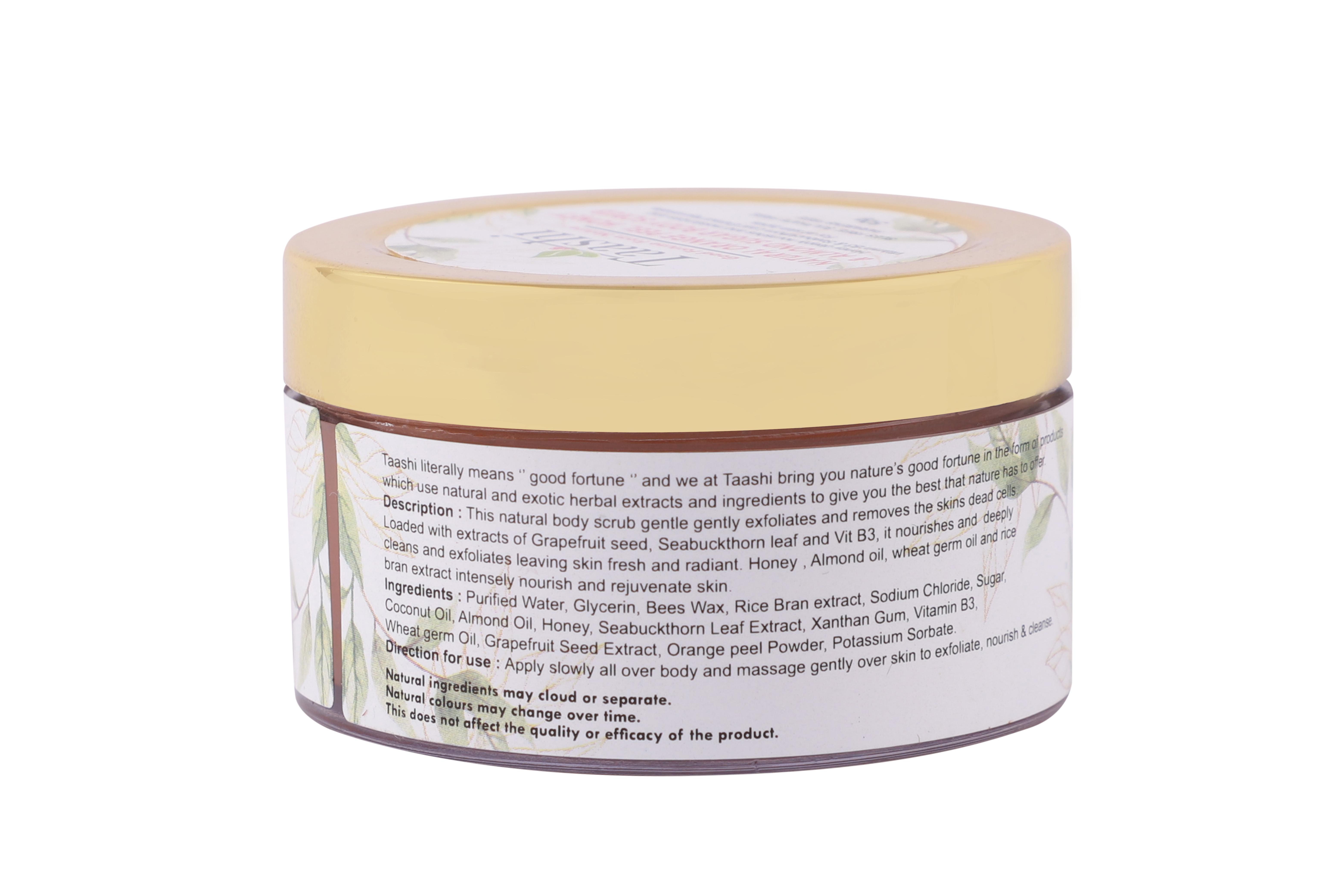 Taashi Natural Orange Peel, Honey & Almond Sugar Body Scrub(50 GM) for moisturised,rejuvenated and nourished skin