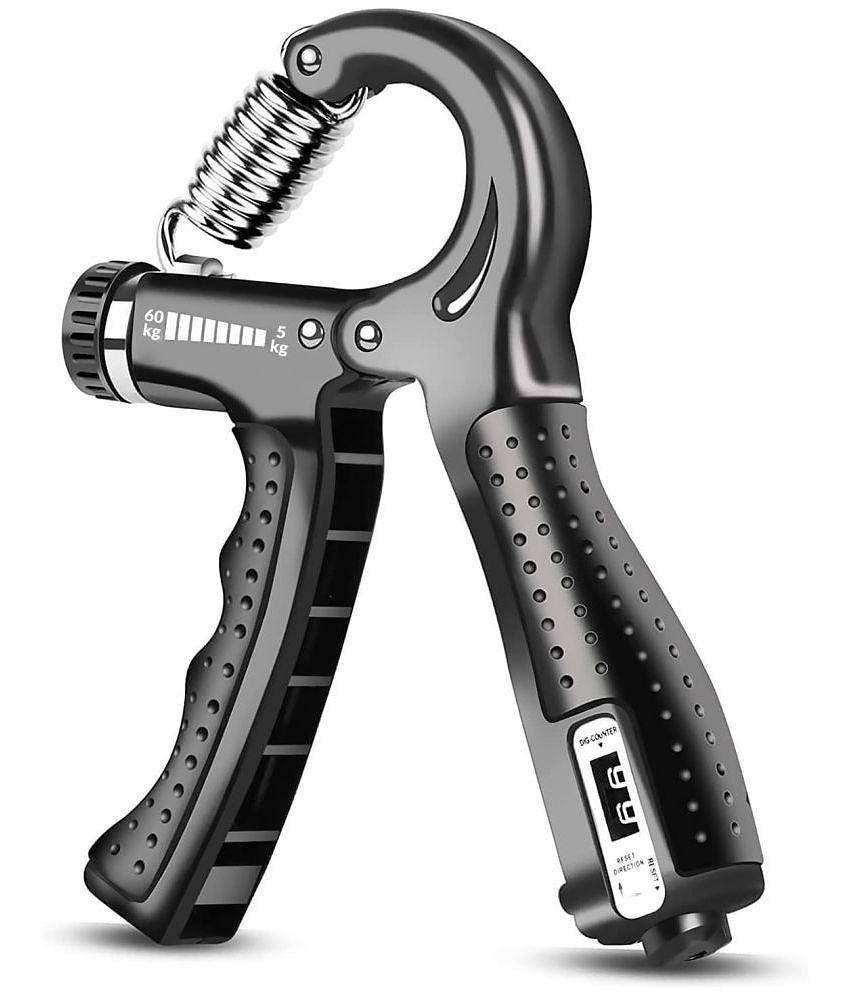 HORSE FIT Professional R shape Hand Grip Strengthener with Counter, Adjustable Resistance 5 to 60kg, Grip Strength Trainer for Muscle Building, Forearm Exerciser - Multi Color