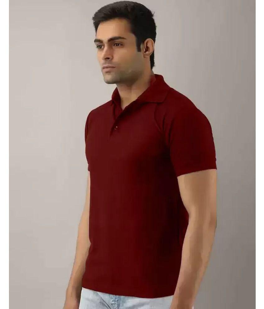Latest Men SKYRISE - Burgundy Cotton Blend Slim Fit Men's Polo T Shirt ( Pack of 1 ) - None 2025