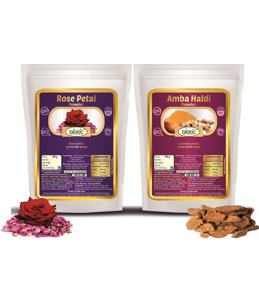 Biotic Rose Petal Powder and Amba Haldi Powder for Face Skin (100gm each) 200 gm