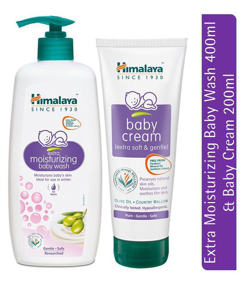 Himalaya Baby Extra Moisturising Baby Wash (400ml) & Himalaya Baby Cream (200ml) (Pack of 2)