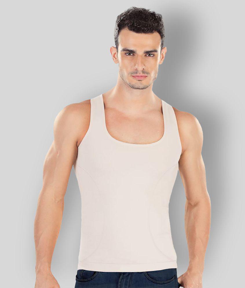 Dermawear - Beige Cotton Blend Men's Vest  ( Pack of 1 ) - L