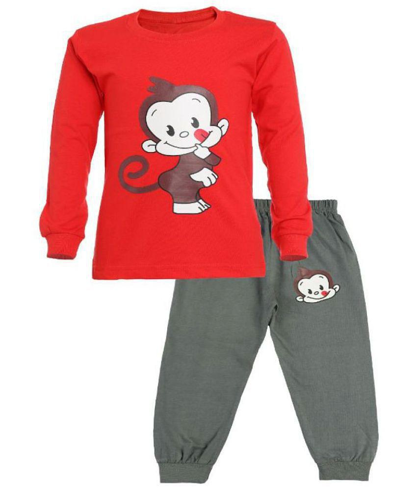 Exclusive Men CATCUB Boy's & Girl's Cotton Printed Clothing Set(Red) - None 2025 at ShopCircuit 