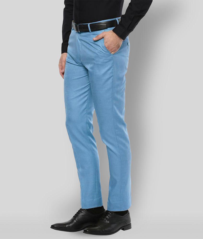 Inspire Clothing Inspiration - Light Blue Polycotton Slim - Fit Men's Formal Pants ( Pack of 1 ) - None