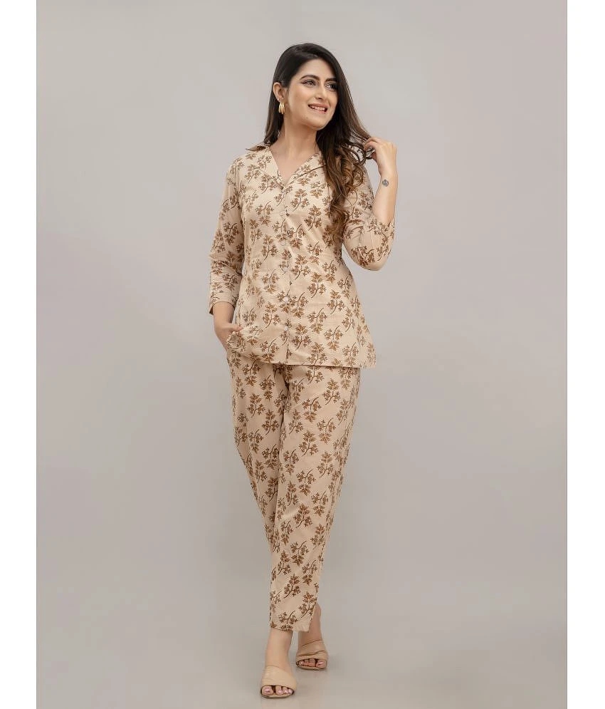 Chic Women Frionkandy Beige Printed Pant Top Set - None 2025 at ShopCircuit | ONDC