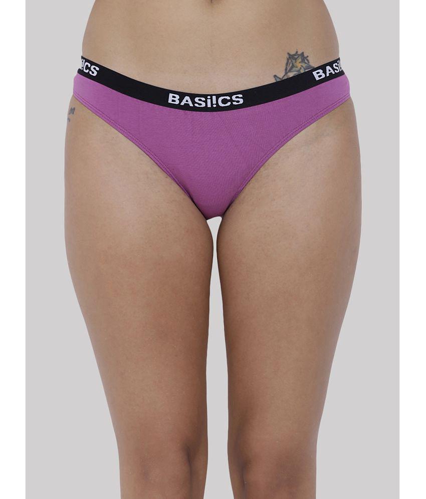 Chic Men BASIICS By La Intimo - Purple BCPBR08 Cotton Lycra Solid Women''s Bikini ( Pack of 1 ) 