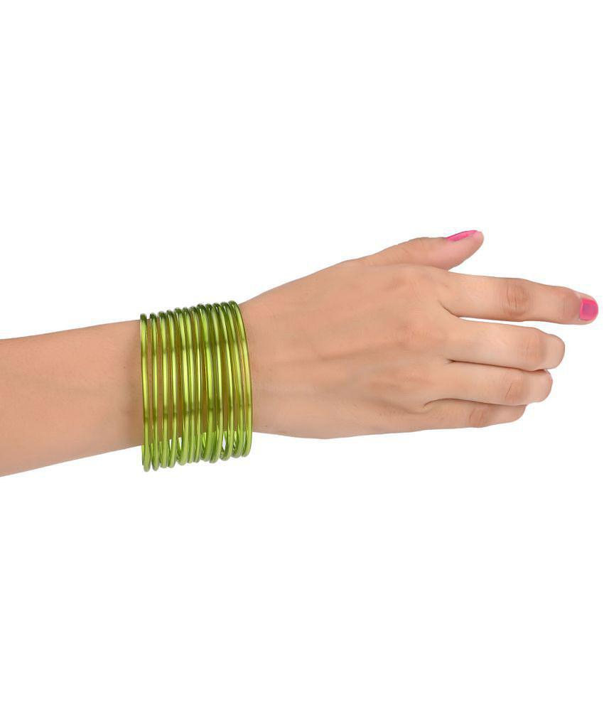 Elegant Men Somil - Green Bangle Set ( Pack of 12 ) - None 2025 at ShopCircuit | ONDC
