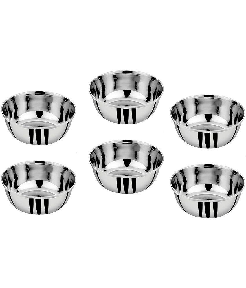 A & H ENTERPRISES - Sabzi Bowl /Katori Heavy Guage Stainless Steel Cereal Bowl 200 mL ( Set of 6 ) - Steel