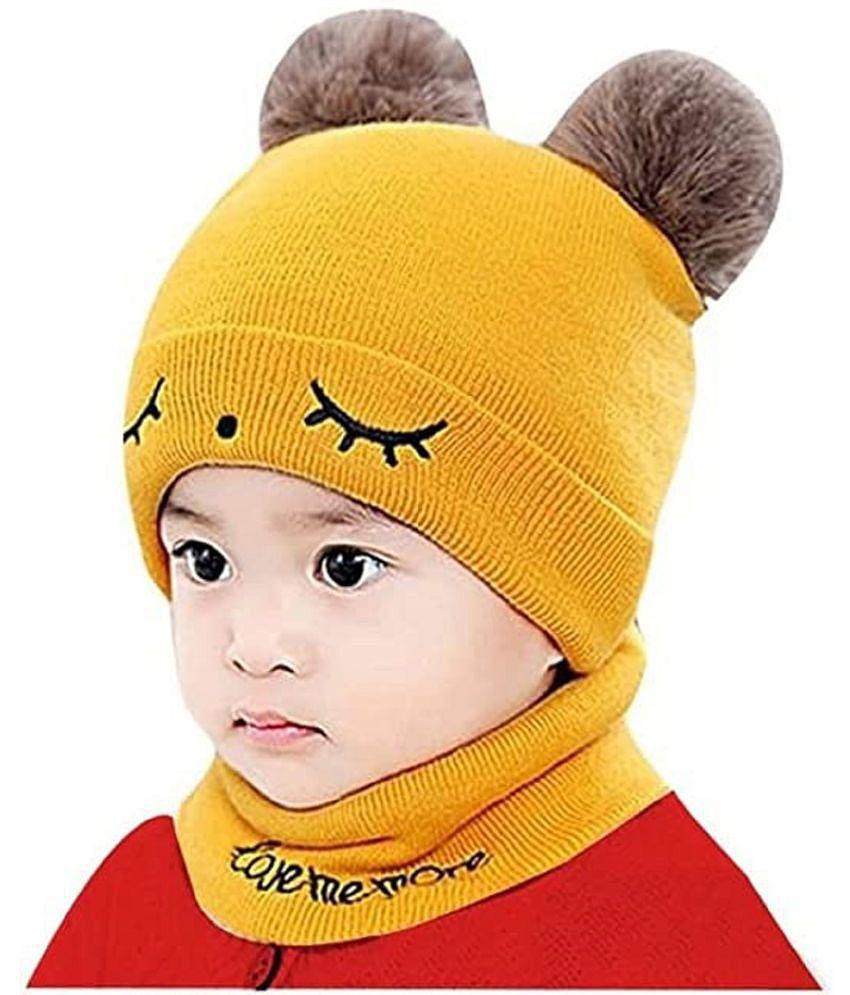 Premium Men Valdez Woolen Warm Double Pom Pom Cap Beanie Hat and Muffler Winter Accessories for 
