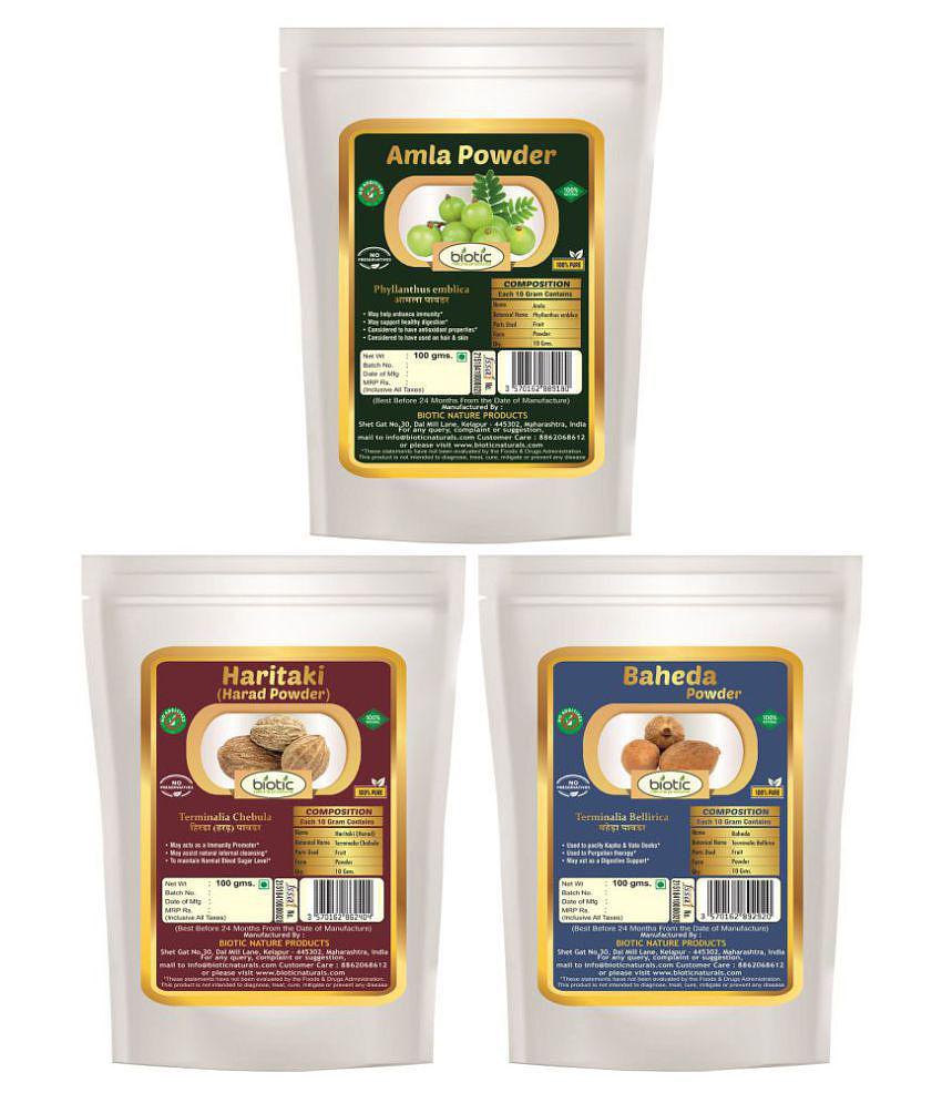 Biotic Amla, Harad and Baheda Powder - Triphala Powder Powder 300 gm