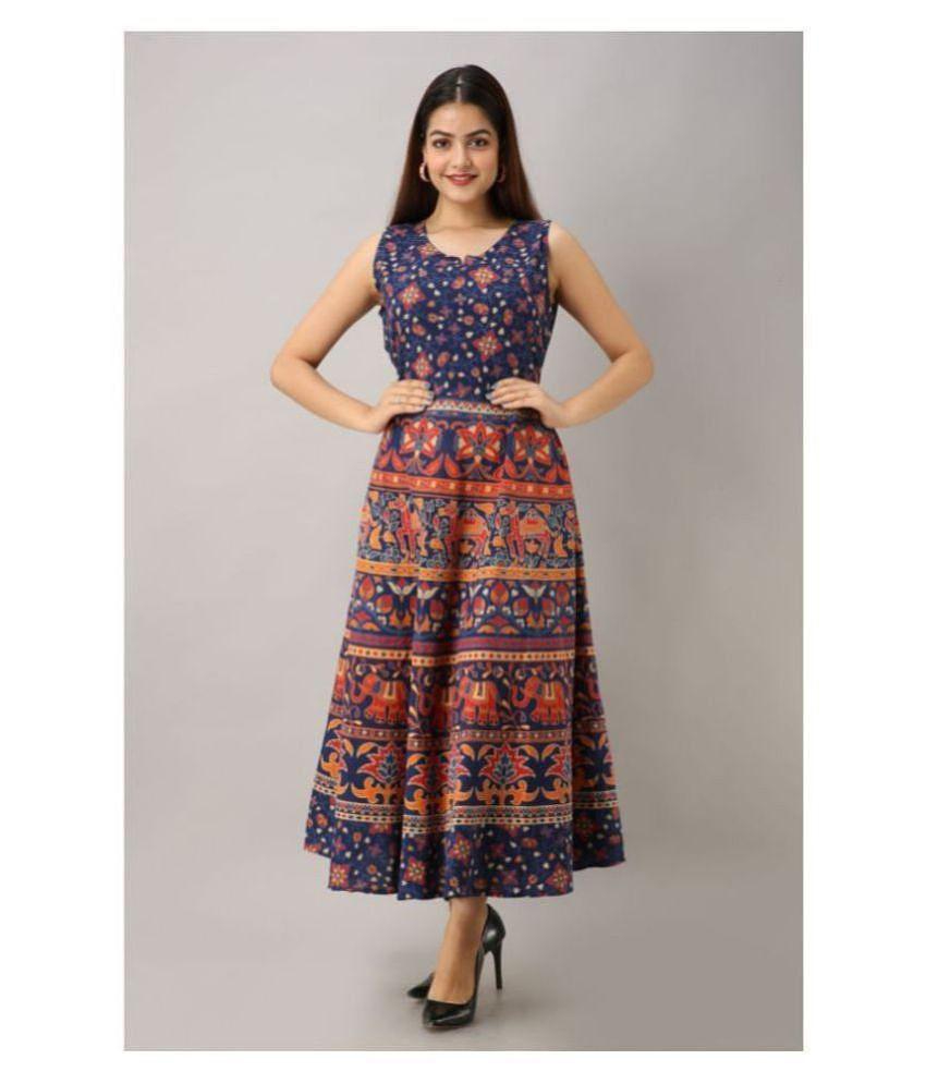 Modern Men Frionkandy Cotton Blue A- line Dress - 2XL 2025 at ShopCircuit | ONDC