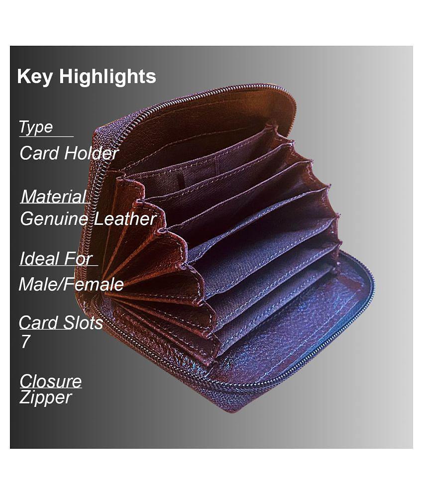 Exclusive Men STYLE SHOES Brown Leather Credit/Debit Card 8 Slot Card Holder For Men & Women - B