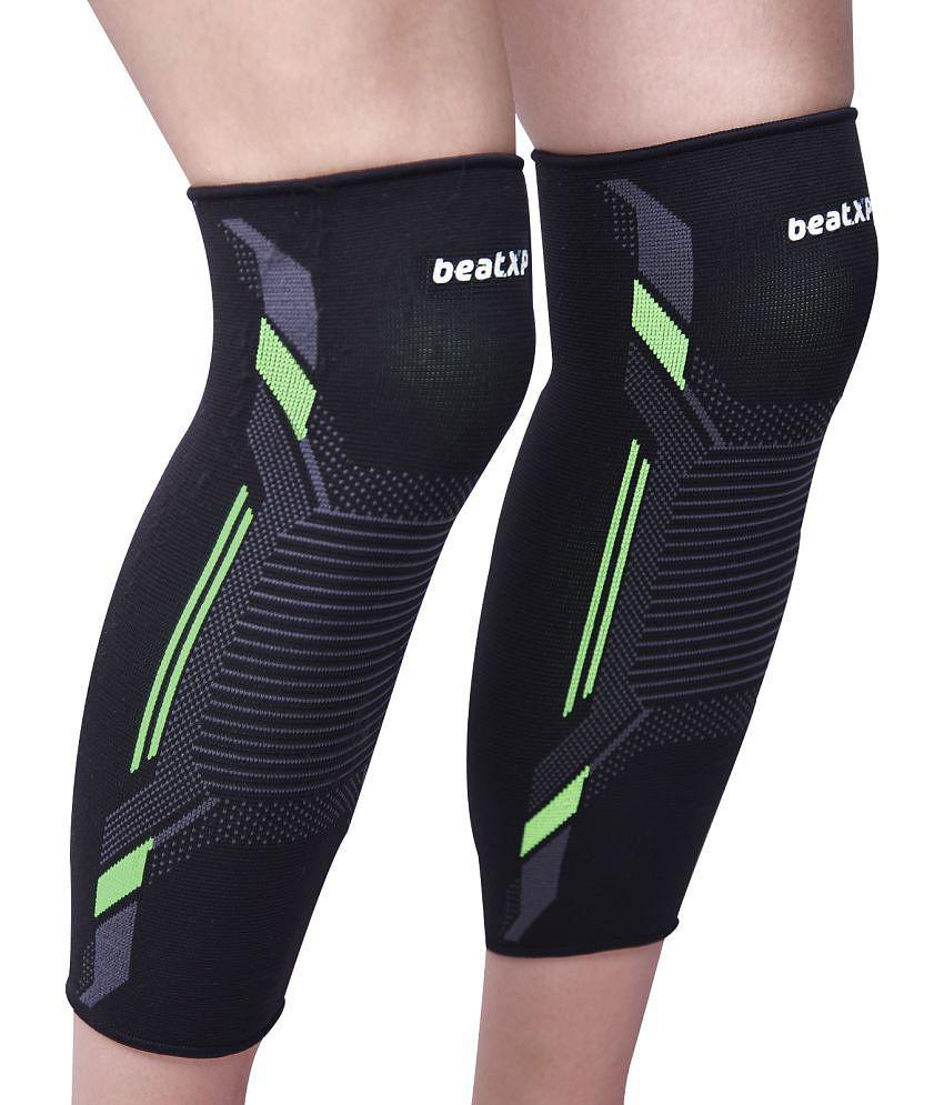 beatXP 3D Premium Knee Cap Support Cap Brace/Sleeves Pair For Sports, Gym, Pain Relief, Knee Compression Support, Exercise, Running, Cycling, Workout For Men And Women - Green (S) - S